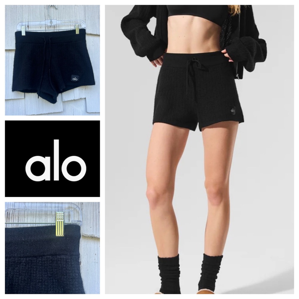 ALO Yoga Black Cashmere High-Waist Shorts